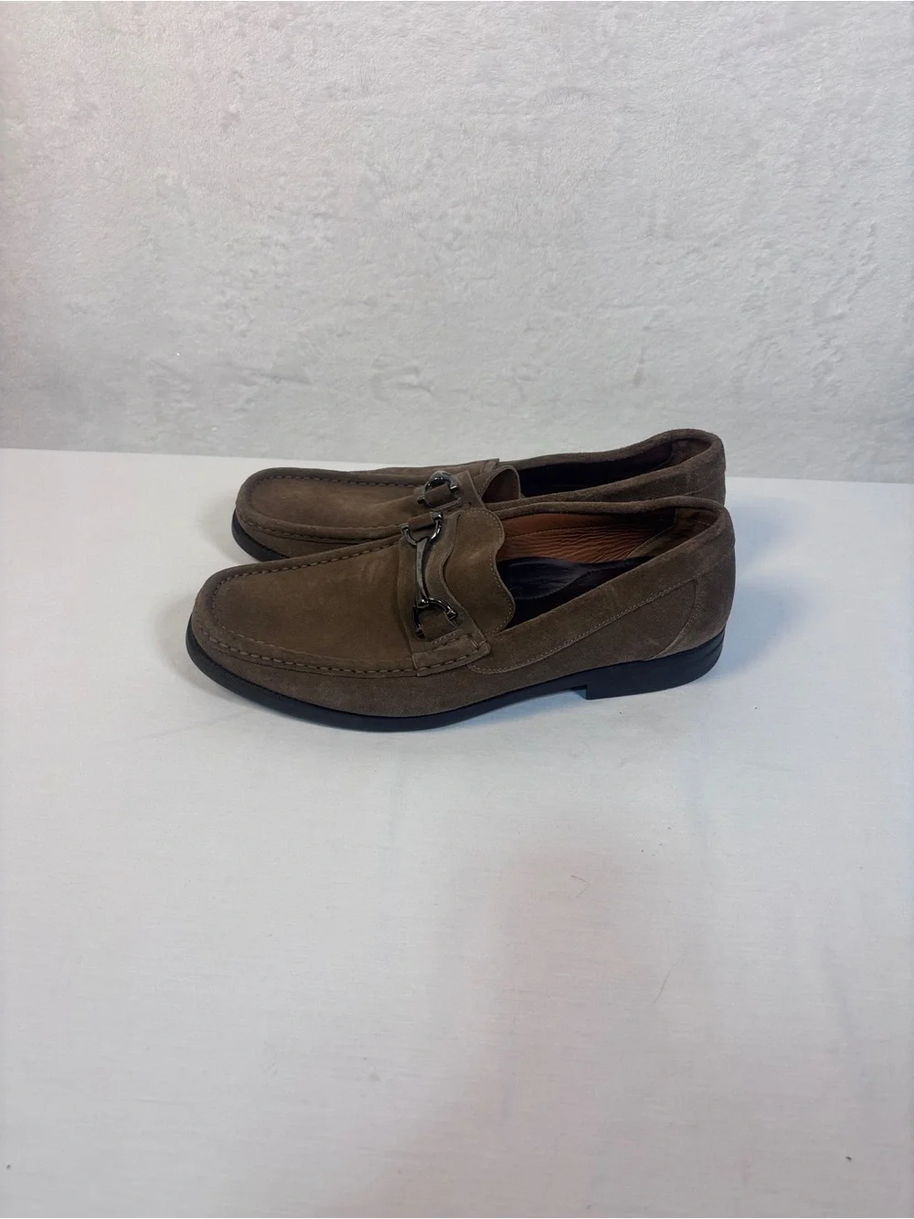 Bruno Magli Rocky Taupe Suede Horsebit Loafers Men Size 11 M Italy Slip On Shoe